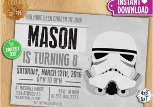 Stormtrooper Birthday Invitations Star Wars Invitation Editable Text Stormtrooper