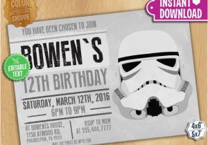 Stormtrooper Birthday Invitations Star Wars Stormtrooper Invitation Editable Text