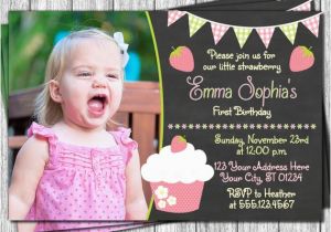 Strawberry Shortcake 1st Birthday Invitations Strawberry Birthday Invitation Strawberry Shortcake