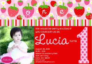Strawberry Shortcake 1st Birthday Invitations Strawberry Birthday Photo Printable Invitation Dimple