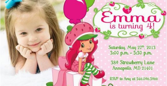 Strawberry Shortcake 1st Birthday Invitations Strawberry Shortcake Birthday Invitations Strawberry