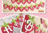Strawberry Shortcake Happy Birthday Banner Strawberry Happy Birthday Banner Strawberry Shortcake Party