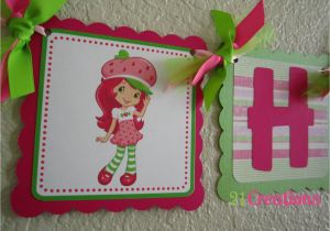 Strawberry Shortcake Happy Birthday Banner Strawberry Shortcake Party Banner