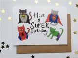 Super Funny Birthday Cards Funny Cat Greeting Card Super Hero Cats Happy Birthday