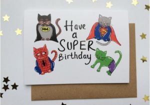 Super Funny Birthday Cards Funny Cat Greeting Card Super Hero Cats Happy Birthday