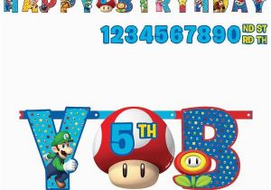 Super Mario Bros Happy Birthday Banner Super Mario Bros Add Age Happy Birthday Banner