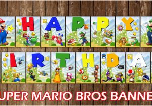 Super Mario Bros Happy Birthday Banner Super Mario Bros Happy Birthday Banner Flags Bunting