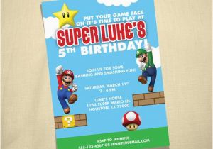 Super Mario Brothers Birthday Invitations Items Similar to Super Mario Brothers Custom Birthday