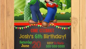 Super Mario Brothers Birthday Invitations Super Mario Brothers Invitation Chalkboard Super Mario