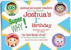 Super why Birthday Invitations Items Similar to Super why Birthday Invitations On Etsy