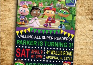 Super why Birthday Invitations Super why Birthday Party Invitation Digital by