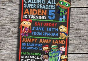 Super why Birthday Invitations Super why Birthday Party Invitation Digital by