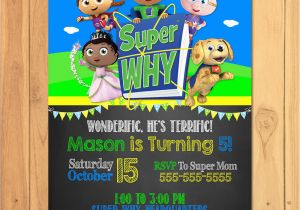 Super why Birthday Invitations Super why Invitation Chalkboard Super why Birthday Super