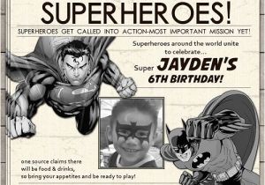 Superhero Newspaper Birthday Invitations Super Hero Birthday Invitation Newspaper Superhero