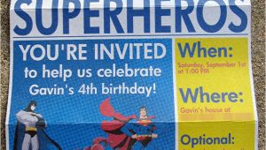 Superhero Newspaper Birthday Invitations Superhero Newspaper Birthday Invitation the Scrap Shoppe