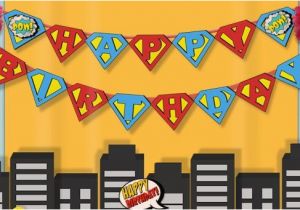 Superman Happy Birthday Banner Instant Download Superhero Happy Birthday Banner Super