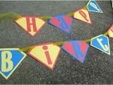 Superman Happy Birthday Banner Superman Happy Birthday Banner In Red Blue and Yellow for