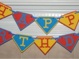 Superman Happy Birthday Banner Superman Inspired Happy Birthday Banner by Paperfectcreations