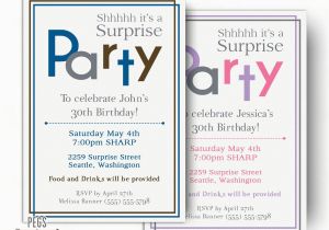 Suprise Birthday Invitations Surprise Birthday Invitations for Men or Women Printable