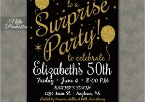 Suprise Birthday Party Invitations Surprise Party Invitations Printable Black Gold Surprise