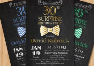 Surprise 30th Birthday Invitations for Men 30th Birthday Invitation for Men Bowtie Little Man Invite