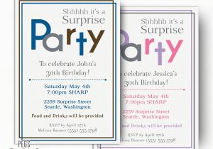 Surprise 30th Birthday Invitations for Men Surprise Birthday Invitations for Men or Women Printable