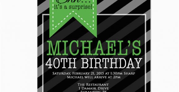 Surprise 40th Birthday Invites Surprise Party 40th Birthday Invitation Mens by Purplechicklet