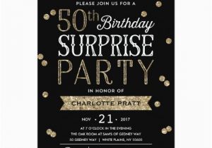 Surprise 50 Birthday Party Invitations 50th Glitter Confetti Surprise Party Invitation Zazzle Com