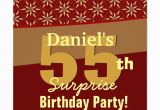 Surprise 55th Birthday Invitations 55th Surprise Birthday Party Gold orange Stars Custom