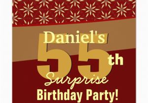 Surprise 55th Birthday Invitations 55th Surprise Birthday Party Gold orange Stars Custom