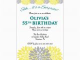 Surprise 55th Birthday Invitations Surprise Birthday Party Invitation Teal Yellow Gray Flower