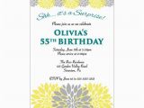 Surprise 55th Birthday Invitations Surprise Birthday Party Invitation Teal Yellow Gray Flower