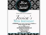 Surprise 55th Birthday Invitations Surprise Party Invitation Black Aqua Damask by Purplechicklet