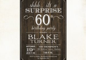 Surprise 60 Birthday Party Invitations Surprise 60th Birthday Invitation Any Age Rustic Invite