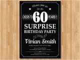 Surprise 60 Birthday Party Invitations Surprise 60th Birthday Invitation Chalkboard Birthday Party