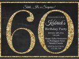 Surprise 60th Birthday Invitation Templates Free 60th Birthday Invitation Gold Glitter Birthday Party