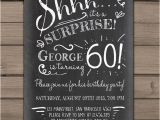 Surprise 60th Birthday Party Invitation Wording Surprise 60th Birthday Invitation Chalkboard Invitation