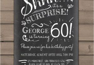 Surprise 60th Birthday Party Invitations Template Surprise 60th Birthday Invitation Chalkboard Invitation