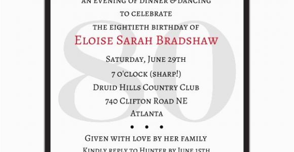 Surprise 80th Birthday Invitation Wording Classic 80th Birthday Red Surprise Invitations Paperstyle