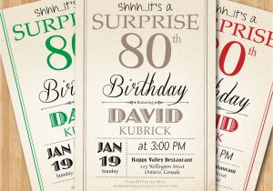 Surprise 80th Birthday Invitation Wording Surprise 80th Birthday Invitation Red Gold Purple Pink