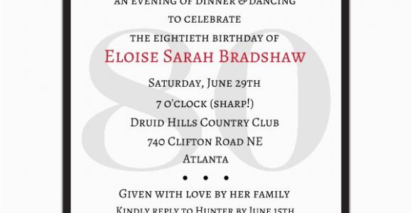 Surprise 80th Birthday Party Invitation Wording Classic 80th Birthday Red Surprise Invitations Paperstyle