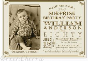 Surprise 80th Birthday Party Invitation Wording Surprise Adult Birthday Invitation Beige by