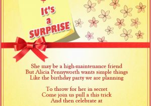 Surprise Birthday Invitation Message Surprise Birthday Party Invitation Wording Wordings and