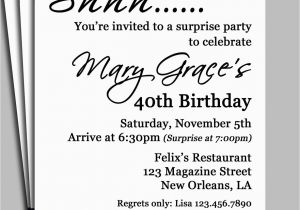Surprise Birthday Invitation Wording for Adults Black Damask Surprise Party Invitation Printable or Printed