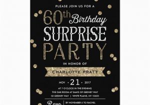 Surprise Birthday Party Invitation Wording for Adults 60th Glitter Confetti Surprise Party Invitation Adult