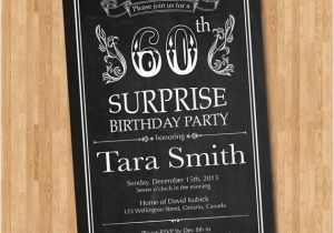 Surprise Birthday Party Invitations for Men 60th Birthday Invitation Chalkboard Surprise Birthday Men