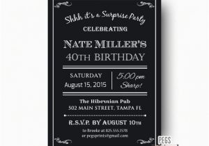 Surprise Birthday Party Invitations for Men Men 39 S 40th Surprise Birthday Invitation Milestone