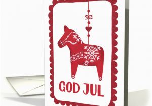 Swedish Birthday Card God Jul Dala Horse ornament Snowflake Hygge Card 1520186
