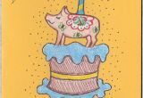 Swedish Birthday Card Swedish Pig Birthday Card Swedish Birthday Vintage Style