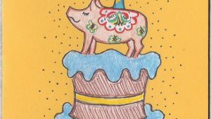 Swedish Birthday Card Swedish Pig Birthday Card Swedish Birthday Vintage Style